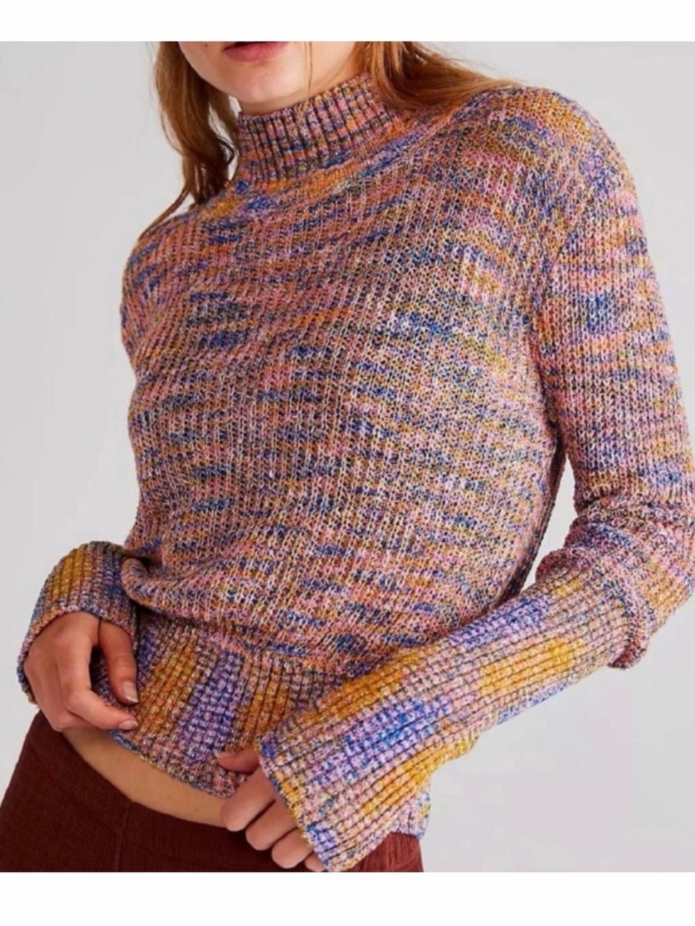 Free people  candy combo Mock Neck Women's Sweater - Pastel Blend